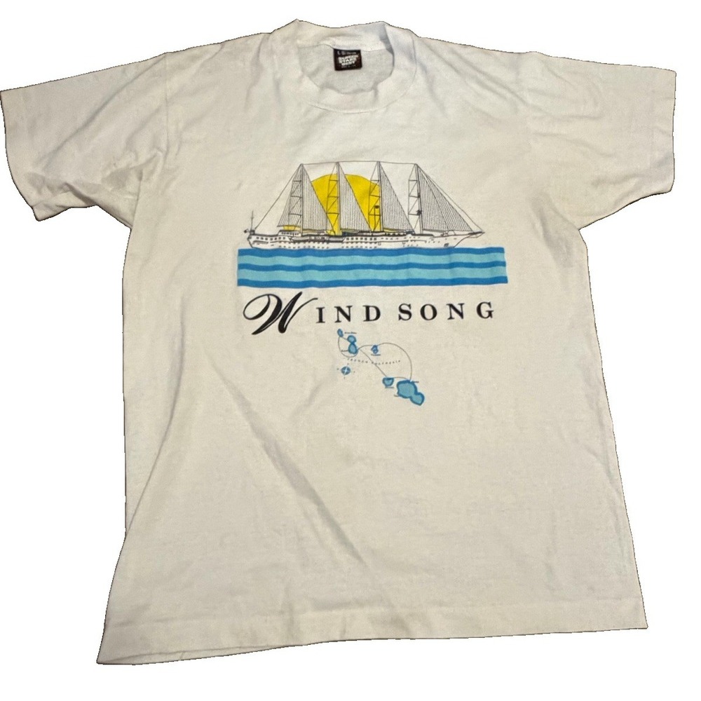 Vintage 80s Windsong French Polynesia T Shirt Single Stitch Screen Stars USA L